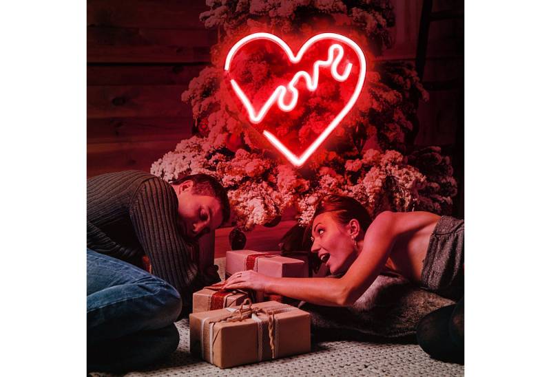JIBENNEON LED Dekolicht Acryl LED-Neonschil Neon Sign USB Schalter Gaming Wandleuchte, Rot Love, LED fest integriert, für Zimmer Gaming Room Spielzimmer Schlafzimmer von JIBENNEON
