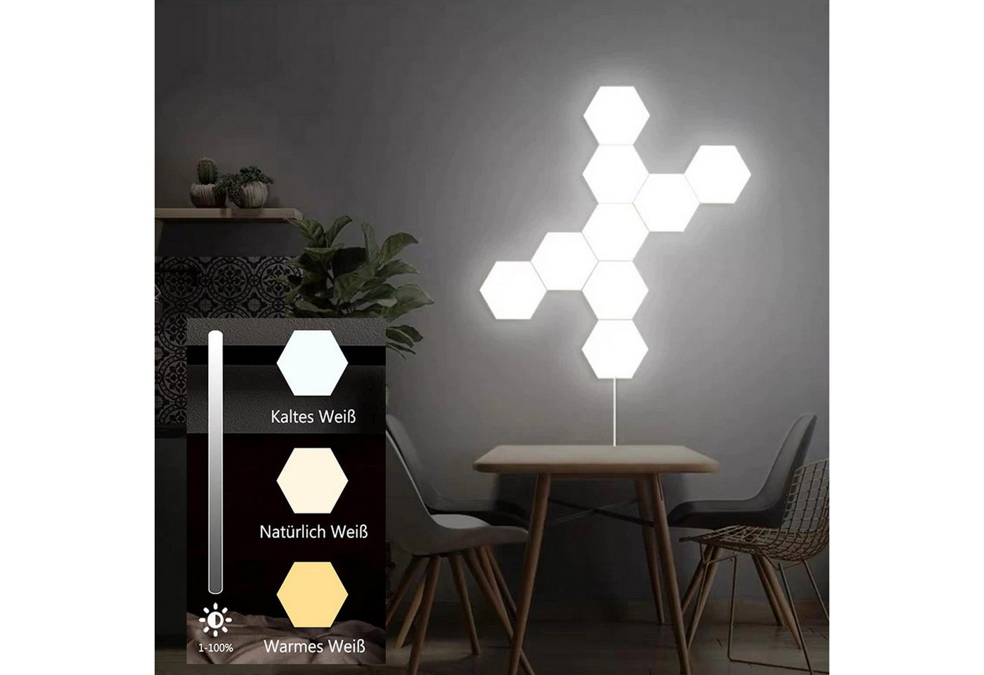 Jibenhome LED Dekolicht Sechseckige LED Wandleuchte Dimmbar Gaming Panel Hexagon Nachtlicht, 3 Farben,10 Stück, LED fest integriert, Wandlampe LED Dekolicht für Heimwerker,Geschenke,Spielzimmer Jibenhome LED Dekolicht Sechseckige LED Wandleuchte Dimmbar Gaming Panel Hexagon Nachtlicht, 3 Farben,10 Stück, LED fest integriert, Wandlampe LED Dekolicht für Heimwerker,Geschenke,Spielzimmer von Jibenhome