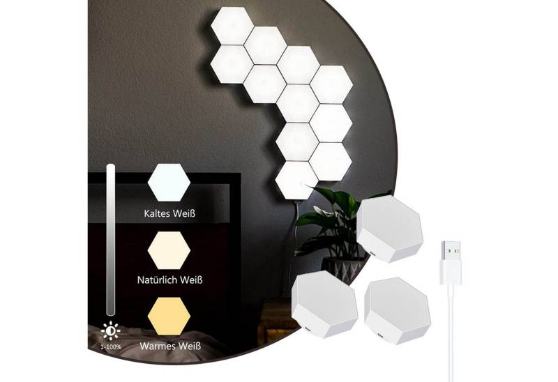 Jibenhome LED Dekolicht Sechseckige LED Wandleuchte Dimmbar Gaming Panel Hexagon Nachtlicht, 3 Farben,3 Stück, LED fest integriert, Wandlampe LED Dekolicht für Heimwerker,Geschenke,Spielzimmer von Jibenhome
