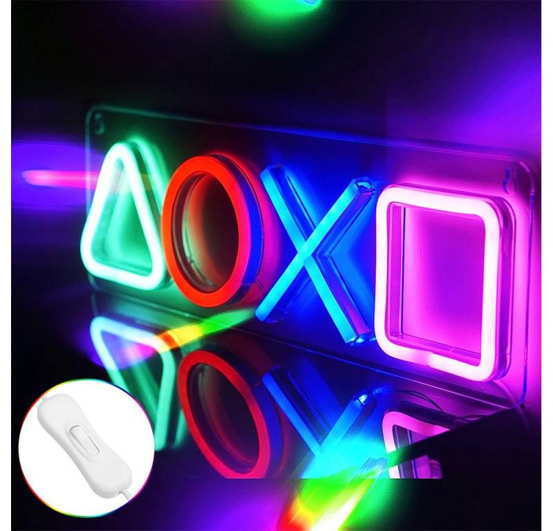 Jibenhome LED Dekolicht Spiel Leuchtreklame Gaming Neon Schild Neonlicht, USB Plug-and-Play, Spieltaste Leuchtschild Bar Schild Neon Sign für Wand Room Party Deko von Jibenhome