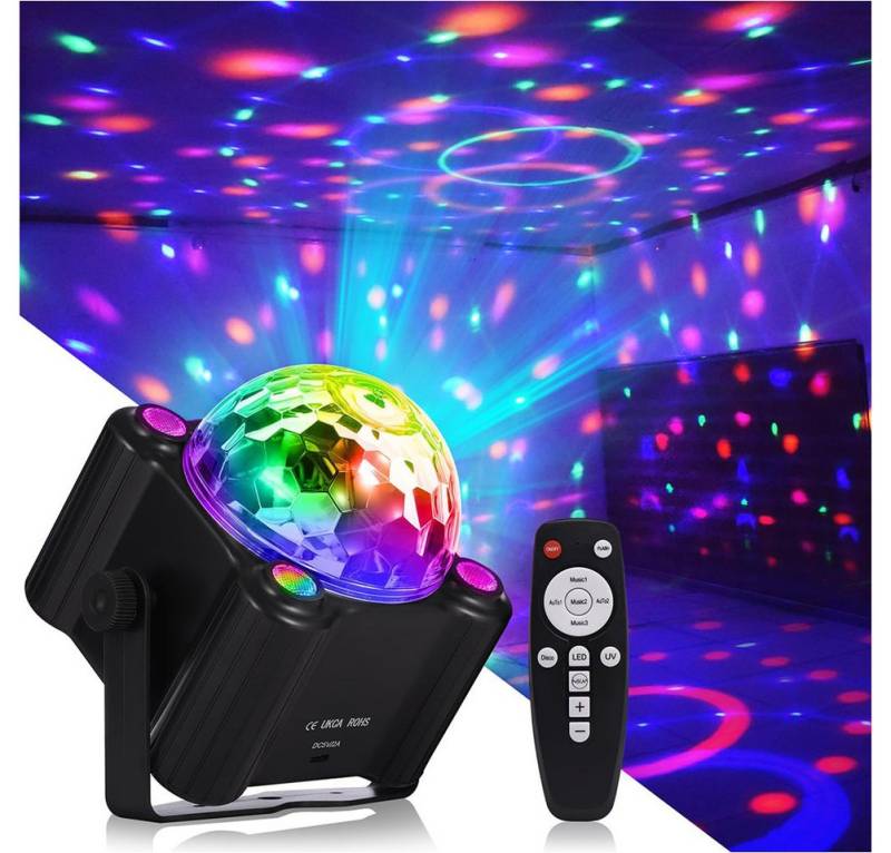 Jibenhome LED Discolicht RGB LED Musikgesteuert DJ Party licht mit Fernbedienung, USB, 3 geräuschaktivierten Modi, 6 Farben mit 2 UV-Lichtern Jibenhome LED Discolicht RGB LED Musikgesteuert DJ Party licht mit Fernbedienung, USB, 3 geräuschaktivierten Modi, 6 Farben mit 2 UV-Lichtern von Jibenhome