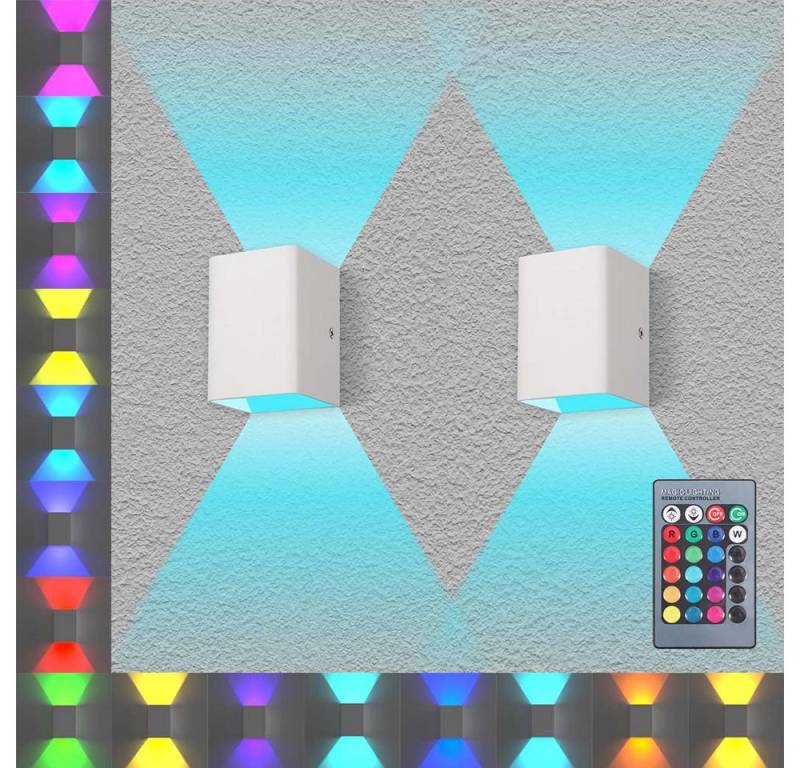 Jibenhome LED Flutlichtstrahler Up-Down-Wandleuchte 10 X 7 X6.7cm Modern Flurwandbeleuchtung, RGB (mit Fernbedienung), 2 Stück, LED fest integriert, Festverdrahtete von Jibenhome