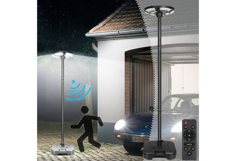 Jibenhome LED Gartenleuchte Solarleuchte 750 LED Straßenlampe UFO, IP65, 4 Modus mit Fernbedienung, 200 cm, LED fest integriert, Bewegungsmelder, Ohne Stromkosten von Jibenhome