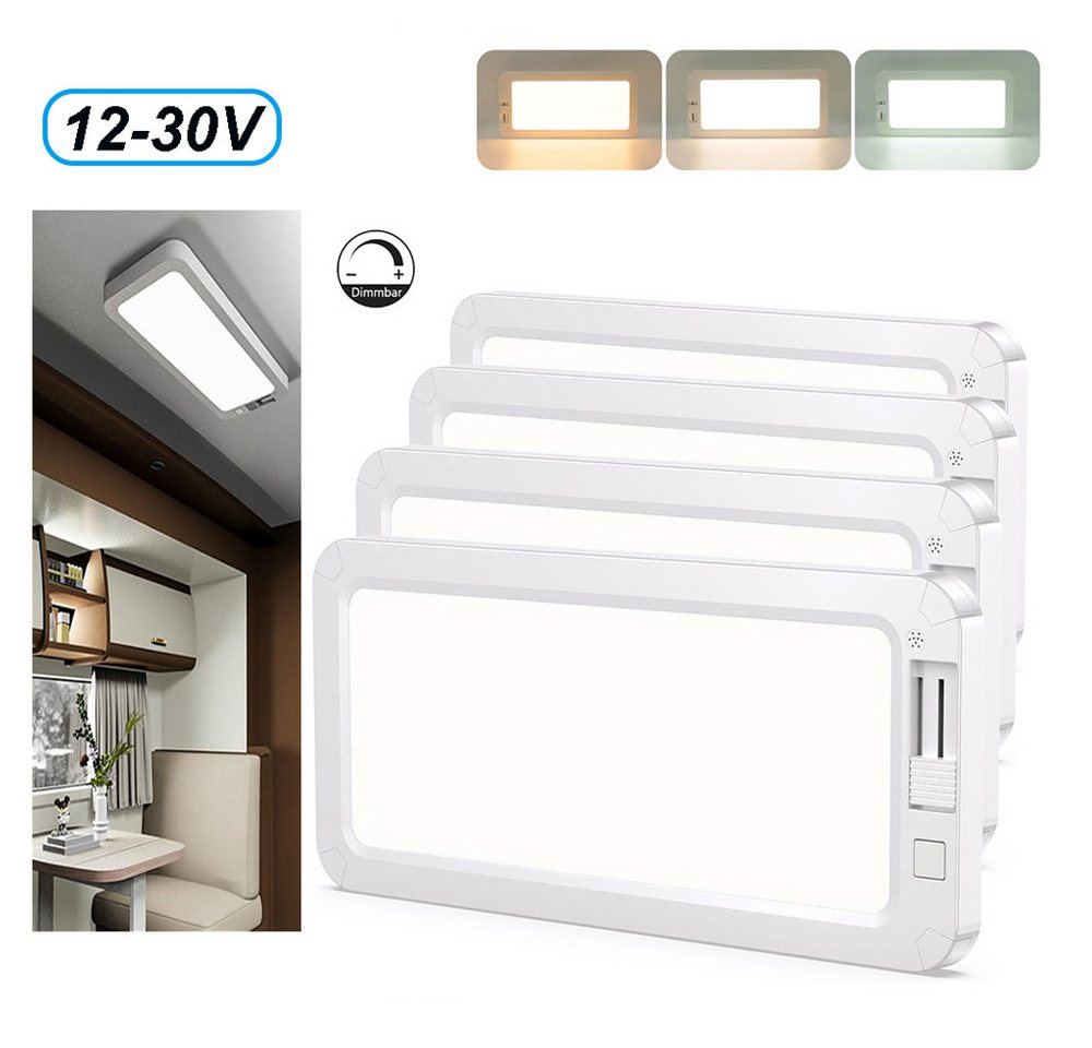 Jibenhome LED Leselampe Wohnmobil Lampe 12V-30V Dimmbar, Wohnwagen Lampe 3 Lichtfarben 96 LEDs, LED fest integriert, Kaltweiß, Neutralweiß, Warmweiß, 4 Stück Deckenlampe Innenbeleuchtung für Wohnmobil RV Schiff Yacht Jibenhome LED Leselampe Wohnmobil Lampe 12V-30V Dimmbar, Wohnwagen Lampe 3 Lichtfarben 96 LEDs, LED fest integriert, Kaltweiß, Neutralweiß, Warmweiß, 4 Stück Deckenlampe Innenbeleuchtung für Wohnmobil RV Schiff Yacht von Jibenhome