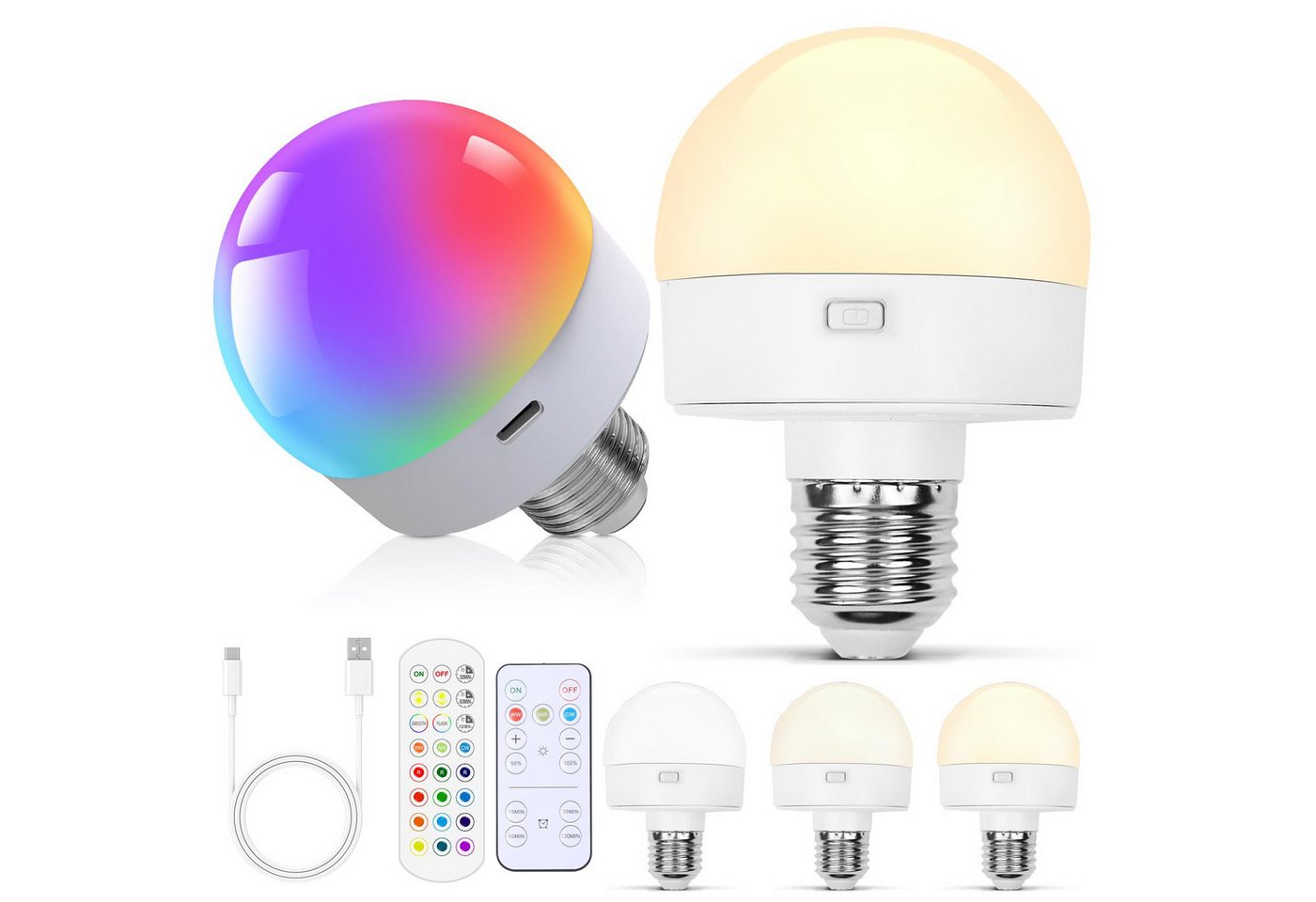 Jibenhome LED-Leuchtmittel 4W LED Glühbirne, LED Nachtlicht mit Fernbedienung,E26/E27, E26/E27-Fassung, 4 St., USB/Battery,IP44 wasserdicht,450LM,15 Farbtemperaturen Jibenhome LED-Leuchtmittel 4W LED Glühbirne, LED Nachtlicht mit Fernbedienung,E26/E27, E26/E27-Fassung, 4 St., USB/Battery,IP44 wasserdicht,450LM,15 Farbtemperaturen von Jibenhome