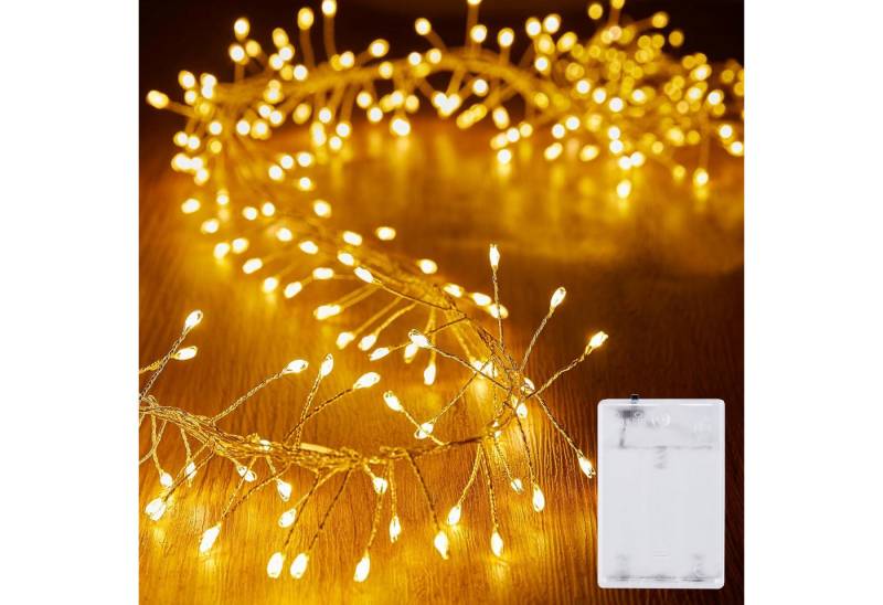 Jibenhome LED-Lichterkette Cluster Leuchtdraht Büschel Lichterbündel 300cm 120LEDs Lichtvorhang, DIY LED Kupferkabel Feuerwerkskörper Batterie Weihnachtsdekor von Jibenhome