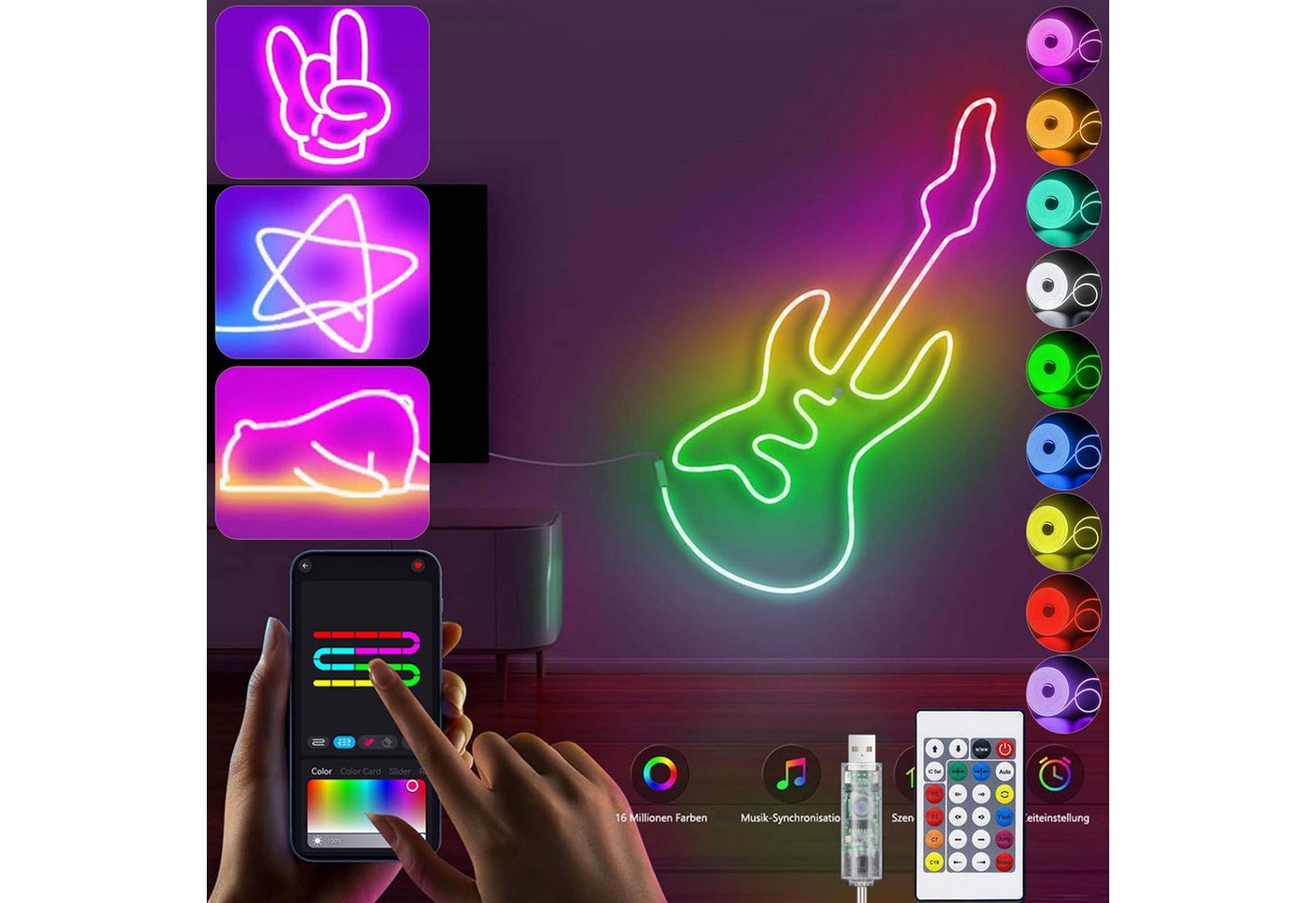 Jibenhome LED-Lichterkette LED Neonlicht, USB-betrieben LED-Streifen, App & Fernbedienung Jibenhome LED-Lichterkette LED Neonlicht, USB-betrieben LED-Streifen, App & Fernbedienung von Jibenhome