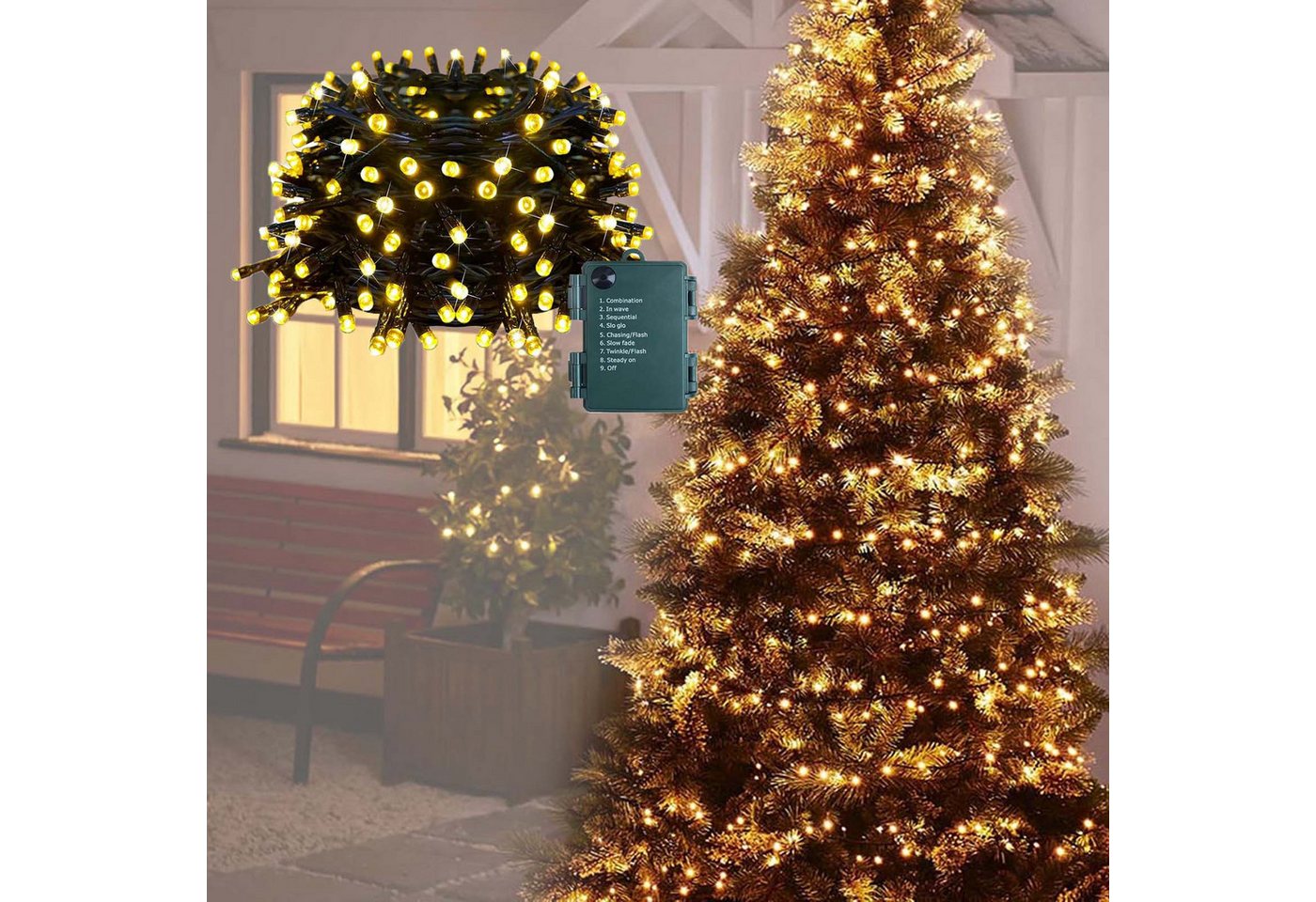 Jibenhome LED-Lichterkette Weihnachtsdeko Beleuchtung 50/100 LED, 8 Modi&Timer, Batteriebetrieben, für Weihnachten, Hochzeiten, Geburtstage oder Grillpartys Jibenhome LED-Lichterkette Weihnachtsdeko Beleuchtung 50/100 LED, 8 Modi&Timer, Batteriebetrieben, für Weihnachten, Hochzeiten, Geburtstage oder Grillpartys von Jibenhome