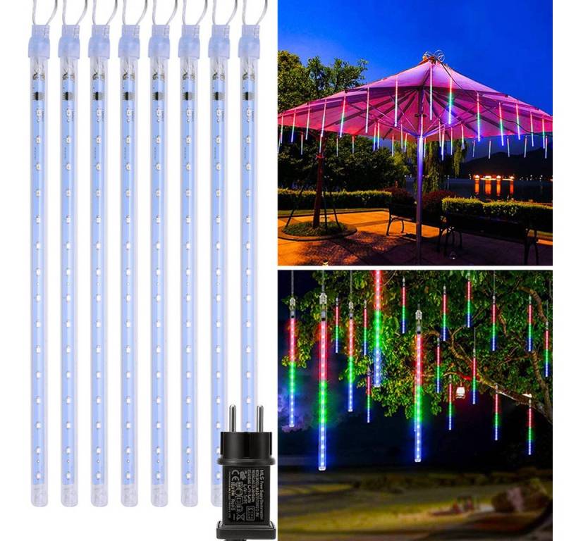 Jibenhome LED-Lichtervorhang Weihnachtsbeleuchtung Meteorschauerlichter Fallende LED Lichterkette, Doppelseitige LED, 8 Tube-192/288LEDs von Jibenhome