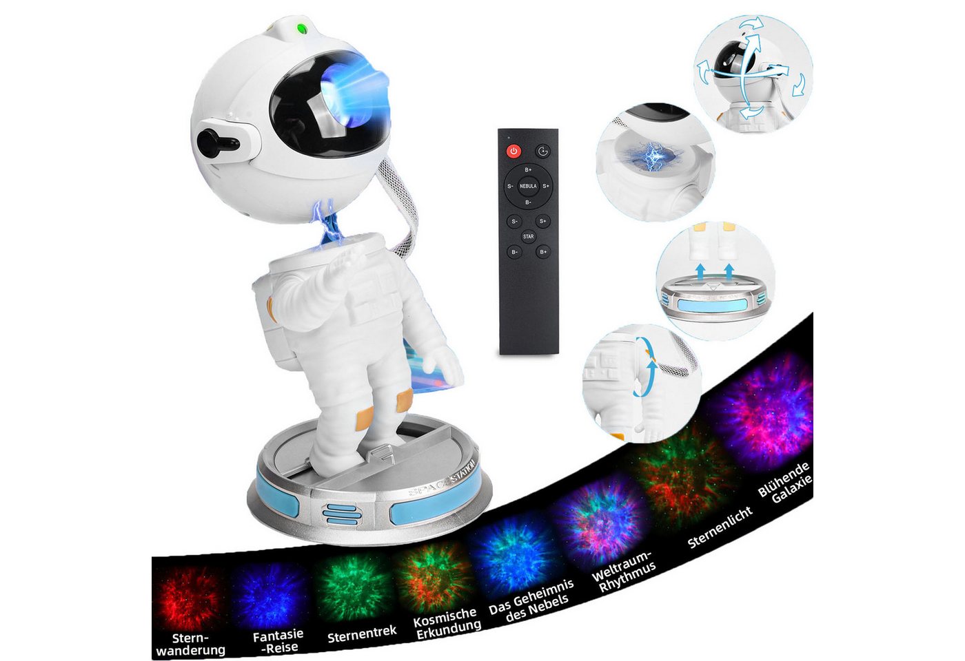 Jibenhome LED Nachtlicht LED Sternenhimmel Astronaut, USB Kinder Nachtlicht, Timer&2 Betriebsmodi, Fernbedienung, Sternenprojektor Projektionslampe für Kinder Zimmer Party Dekor Jibenhome LED Nachtlicht LED Sternenhimmel Astronaut, USB Kinder Nachtlicht, Timer&2 Betriebsmodi, Fernbedienung, Sternenprojektor Projektionslampe für Kinder Zimmer Party Dekor von Jibenhome