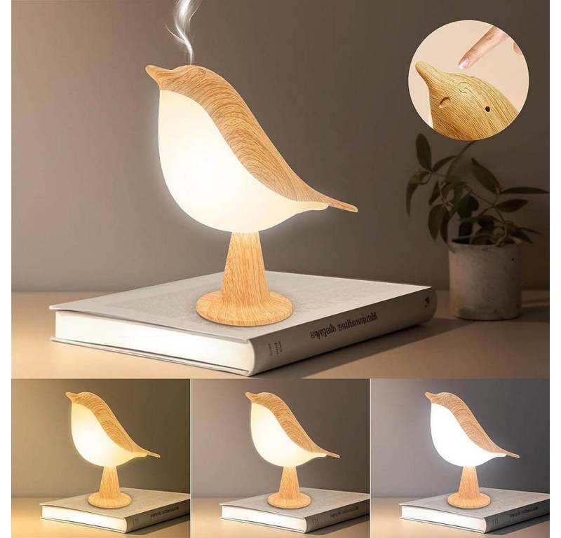 Jibenhome LED Nachtlicht Nachttischlampe Tischlampe Kabellos Touch Dimmbare LED Tischleuchte, Innen & Außen Nachtlampe Kinder Wiederaufladbar 1800mAh mit 3 Farbmodi von Jibenhome