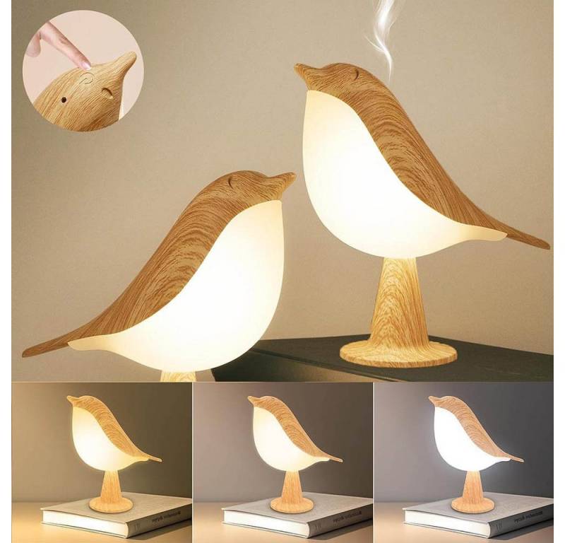 Jibenhome LED Nachtlicht Nachttischlampe Tischlampe Kabellos Touch Dimmbare LED Tischleuchte, Innen & Außen Nachtlampe Kinder Wiederaufladbar 1800mAh mit 3 Farbmodi von Jibenhome