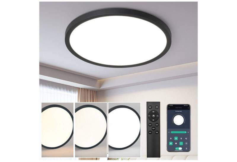 Jibenhome LED Panel Deckenleuchte Flach 30cm Dimmbar Rund 28W mit Fernbedienung, Bluetooth-APP-Steuerung, LED fest integriert, Memory-Funktion,Büro,Badezimmer Jibenhome LED Panel Deckenleuchte Flach 30cm Dimmbar Rund 28W mit Fernbedienung, Bluetooth-APP-Steuerung, LED fest integriert, Memory-Funktion,Büro,Badezimmer von Jibenhome
