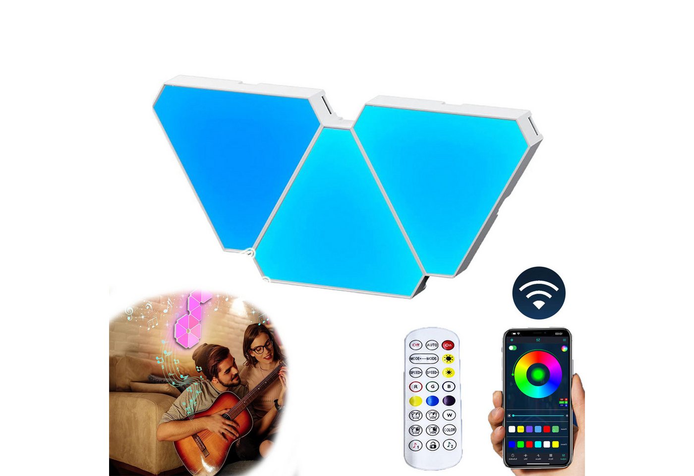 Jibenhome LED Panel LED Dreiecke Wandleuchte MusikSync Timer,Echte RGB Gaming Beleuchtung, WIFI-3 Panels, LED fest integriert, LED Panel Wand mit Fernbedienung & App-Steuerung Jibenhome LED Panel LED Dreiecke Wandleuchte MusikSync Timer,Echte RGB Gaming Beleuchtung, WIFI-3 Panels, LED fest integriert, LED Panel Wand mit Fernbedienung & App-Steuerung von Jibenhome