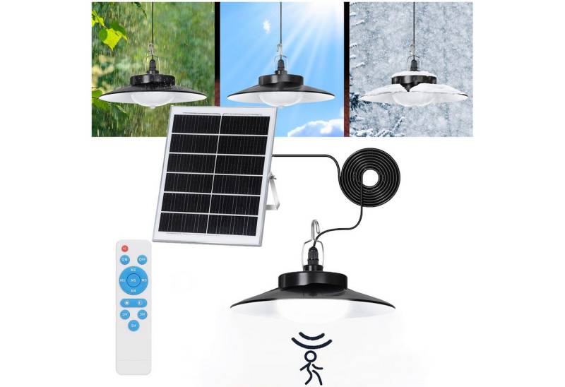 Jibenhome LED Solarleuchte 1/2/3/4 Kopf LED Außen Solar Pendelleuchte 5 Modi mit Fernbedienung, 1 Kopf, LED fest integriert, Jeder Lampenkopf mit 5 m Verlängerungskabel, mit Bewegungssensor von Jibenhome