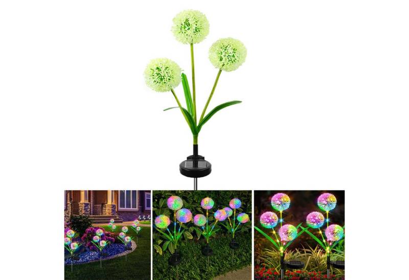 Jibenhome LED Solarleuchte LED Solarlampen Gartendeko,LED Solar Gartenleuchte IP65 Wasserdicht, 1 Stück, 2 Modi, 3 Blume Löwenzahn, LED fest integriert, für Außen Fußweg Yard Rasen Terrasse von Jibenhome