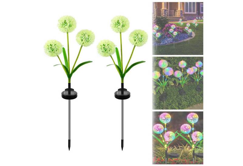 Jibenhome LED Solarleuchte LED Solarlampen Löwenzahn Gartendeko,LED Solar Gartenleuchte 3 Blume, 2 Stück, IP65 Wasserdicht, 2 Modi, LED fest integriert, für Außen Fußweg Yard Rasen Terrasse von Jibenhome