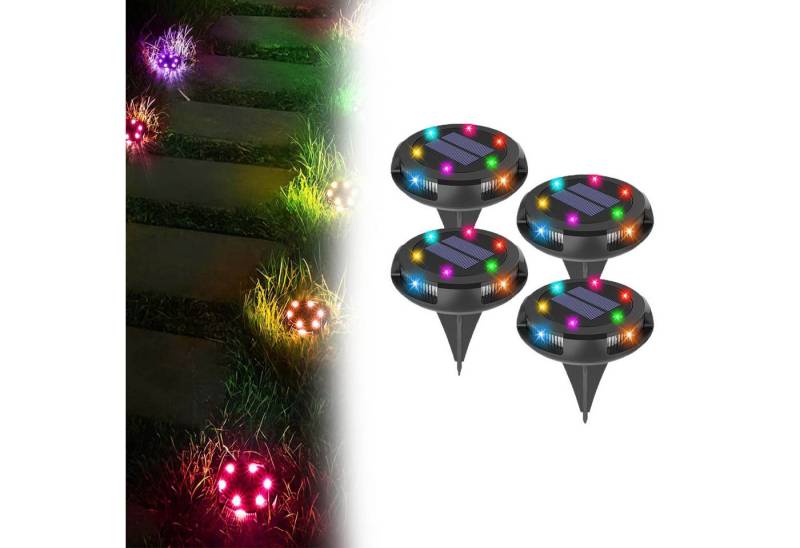 Jibenhome LED Solarleuchte Solar Bodenleuchten,10 LED Solar Gartenleuchte IP65 Solarleuchte, RGB, Wasserdicht, 4 Stück, LED fest integriert, Wasserdicht,Wegeleuchte von Jibenhome
