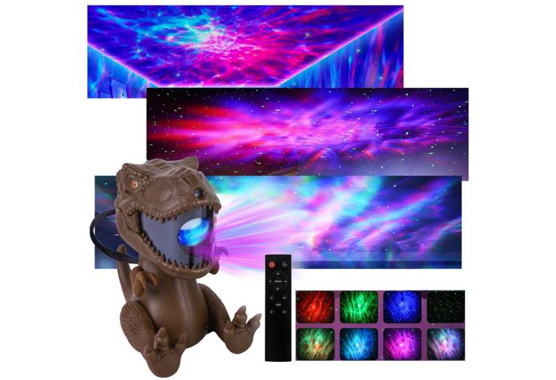 Jibenhome LED-Sternenhimmel Dinosaurier Galaxie Sternprojektorlicht Timer mit Fernbedienung, Braun, LED fest integriert, 360° Verstellbarer Nachtlicht für Kinder,Freund,Familie von Jibenhome