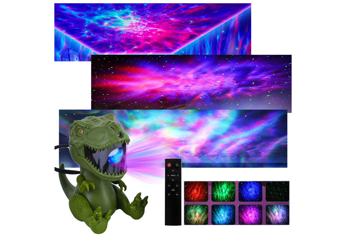 Jibenhome LED-Sternenhimmel Dinosaurier Galaxie Sternprojektorlicht Timer mit Fernbedienung, Grün, LED fest integriert, 360° Verstellbarer Nachtlicht für Kinder,Freund,Familie Jibenhome LED-Sternenhimmel Dinosaurier Galaxie Sternprojektorlicht Timer mit Fernbedienung, Grün, LED fest integriert, 360° Verstellbarer Nachtlicht für Kinder,Freund,Familie von Jibenhome