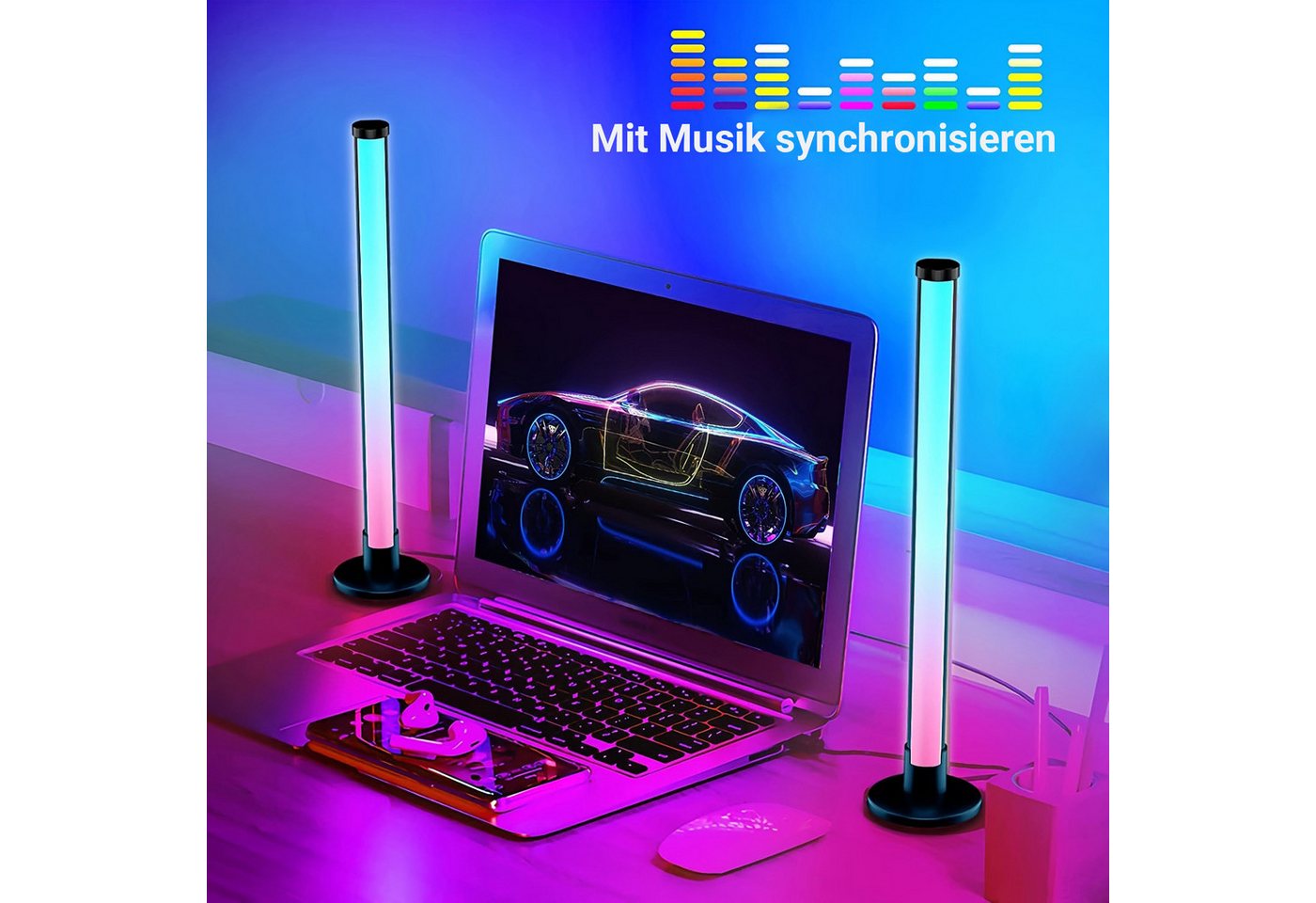 Jibenhome LED Stripe 2er Pack RGB LED Streifen Smart 180° TV-Hintergrundbeleuchtung, Bluetooth App & Fernbedienung,16M Farben,8 Szenen,Gaming,PC Jibenhome LED Stripe 2er Pack RGB LED Streifen Smart 180° TV-Hintergrundbeleuchtung, Bluetooth App & Fernbedienung,16M Farben,8 Szenen,Gaming,PC von Jibenhome