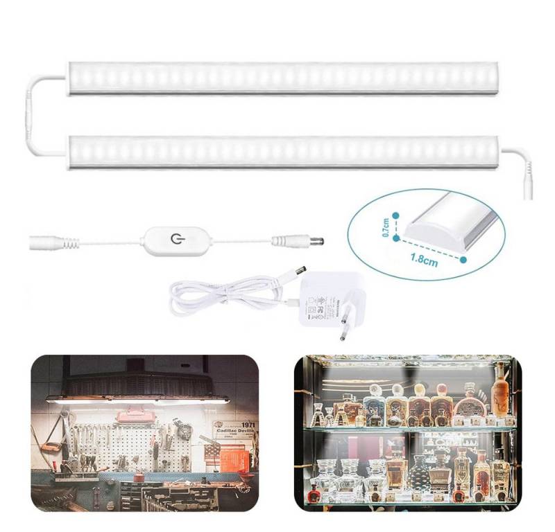Jibenhome LED Unterbauleuchte LED Schrankbeleuchtung Küche Verbindbar, LED Lichtleiste Dimmbar 30cm, 2er-Set Kaltweiß Unterbauleuchte Memory Funktion Küche Schrank Regal von Jibenhome