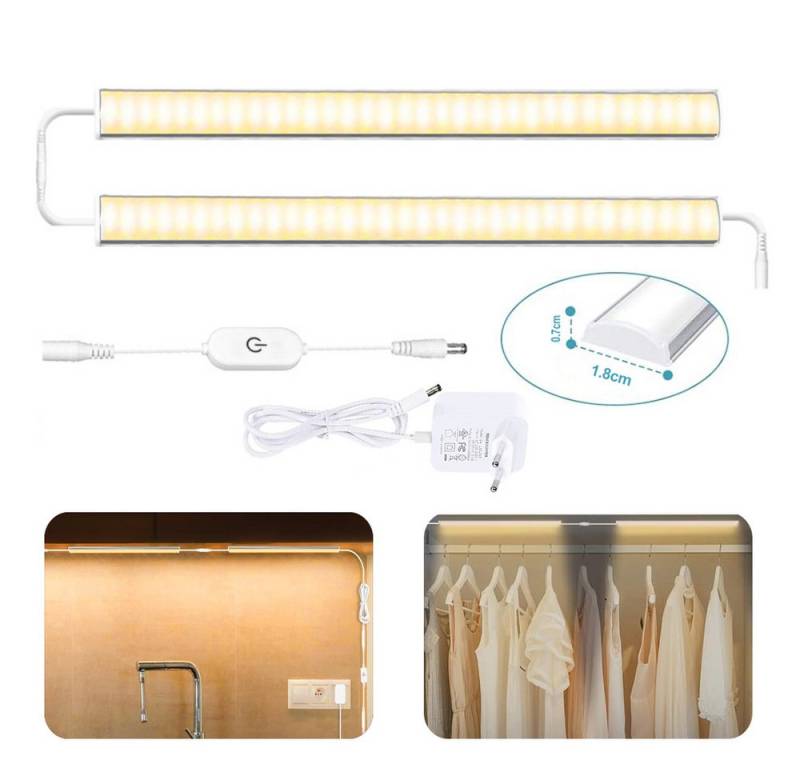 Jibenhome LED Unterbauleuchte LED Schrankbeleuchtung Küche Verbindbar, LED Lichtleiste Dimmbar 30cm, 2er-Set Warmweiß Unterbauleuchte Memory Funktion Küche Schrank Regal von Jibenhome