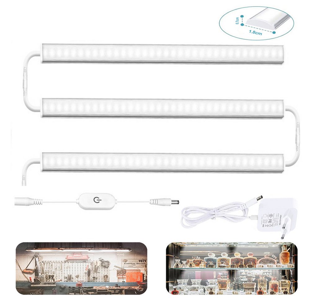 Jibenhome LED Unterbauleuchte LED Schrankbeleuchtung Küche Verbindbar, LED Lichtleiste Dimmbar 30cm, 3er-Set Kaltweiß Unterbauleuchte Memory Funktion Küche Schrank Regal von Jibenhome