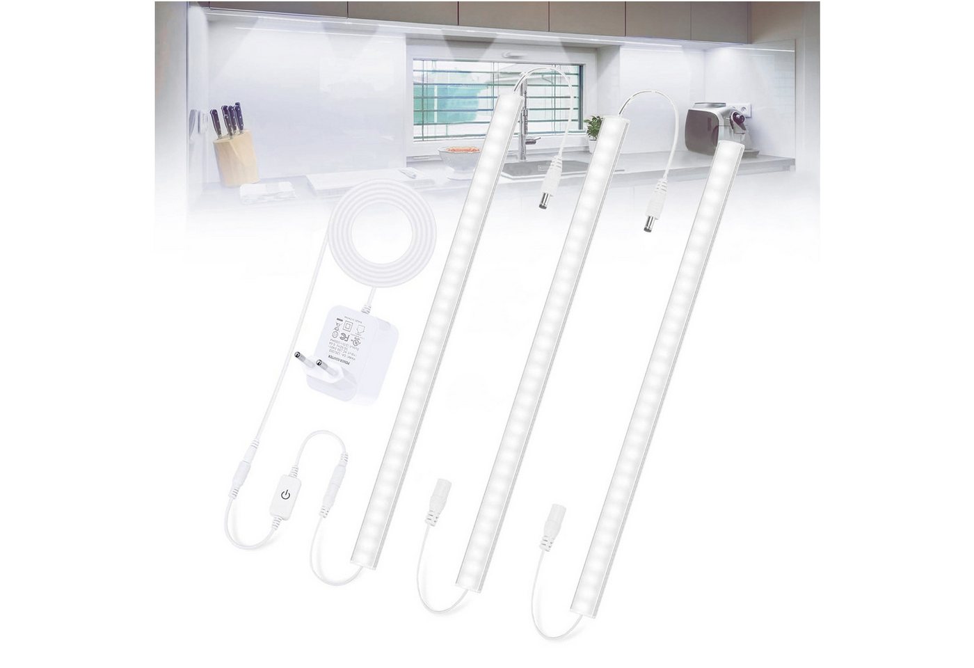 Jibenhome LED Unterbauleuchte Ultradünne Unterbauleuchte, Dimmbare Lichtleisten, Superhell, Steckbar, Stick on Lichter für Home Zimmer Küche Schrank mit Memoryfunktion von Jibenhome