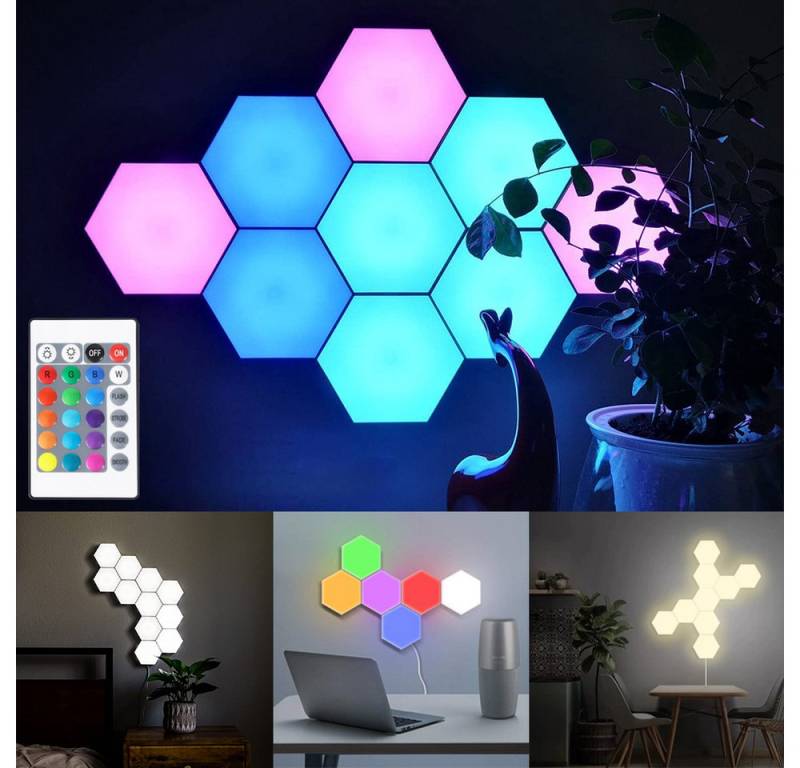 Jibenhome LED Wandleuchte Smart LED Panel Lichter Musik Sync Licht, LED Sechseck Gaming Wandleuchte für Gamer Room Deko von Jibenhome