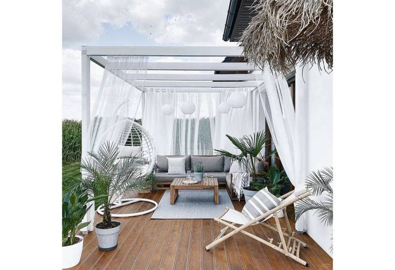 Jibenhome Moskitonetz Outdoor Gardine DIY Verstellbare Stangendurchzug Outdoorvorhänge (1 St), Terrasse von Jibenhome