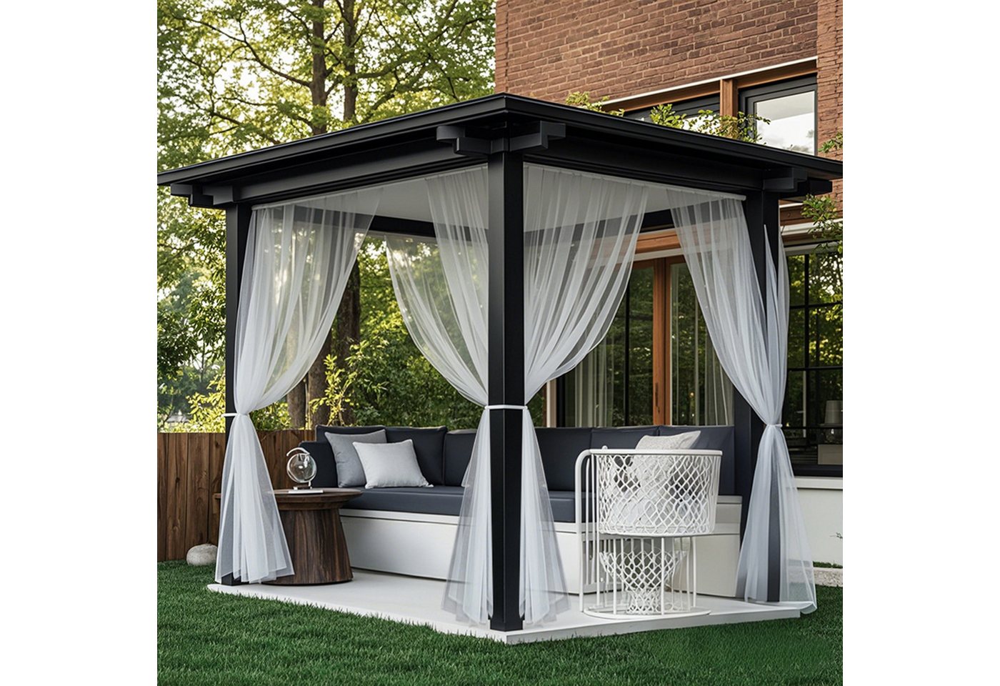 Jibenhome Moskitonetz Outdoor Gardine DIY Verstellbare Stangendurchzug Outdoorvorhänge (2 St), Terrasse von Jibenhome