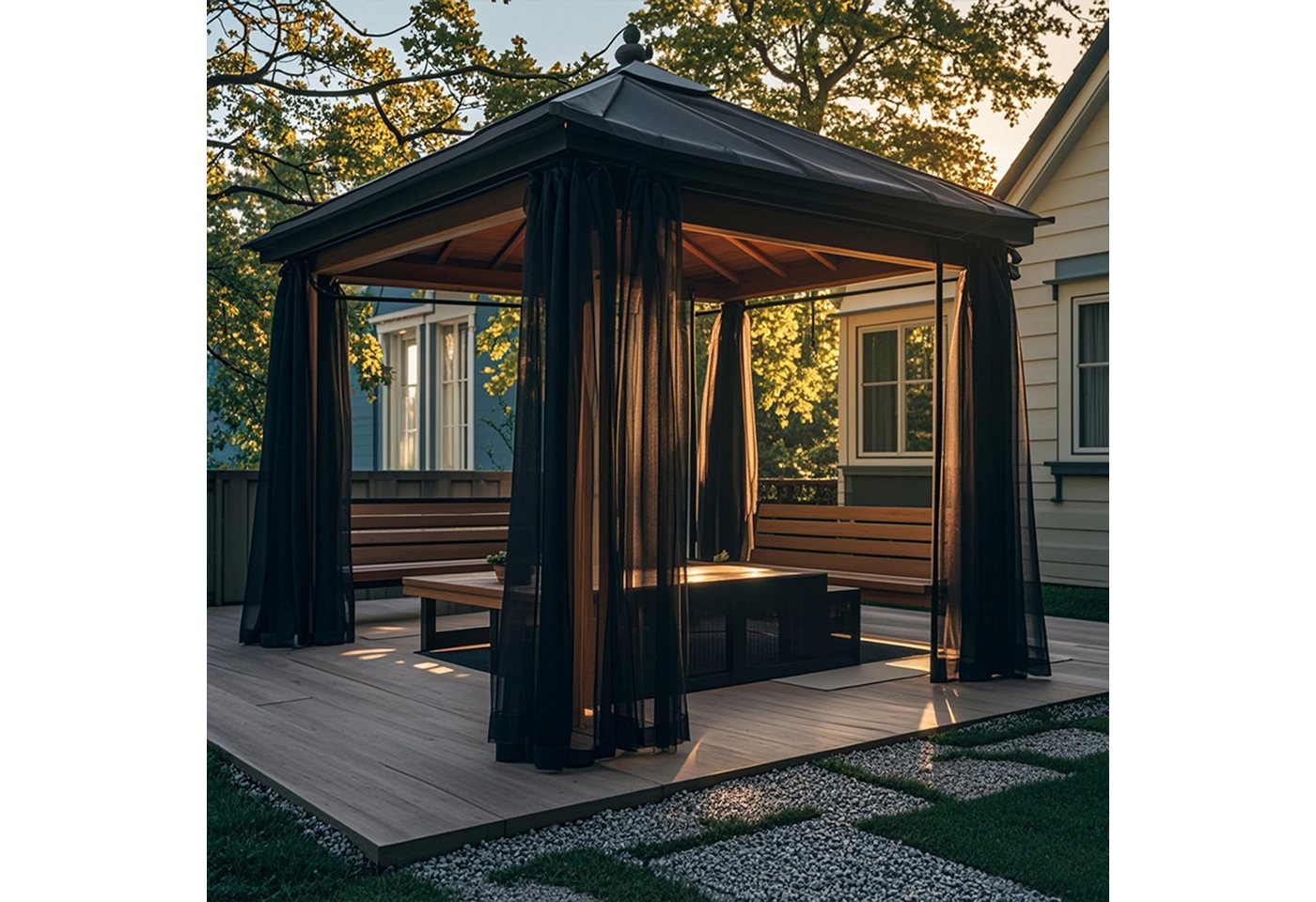 Jibenhome Moskitonetz Outdoor Gardine DIY Verstellbare Stangendurchzug Outdoorvorhänge (2 St), Terrasse von Jibenhome