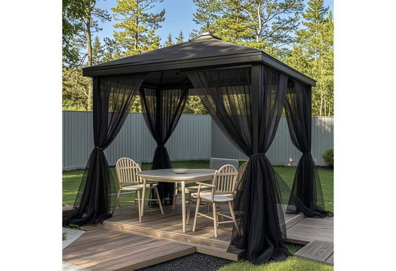 Jibenhome Moskitonetz Outdoor Vorhang,Moskitonetz für Innen und Außen,DIY (2 St), für Garten Balkon Schwarz Patio Porch Garten Pool Wohnzimme von Jibenhome