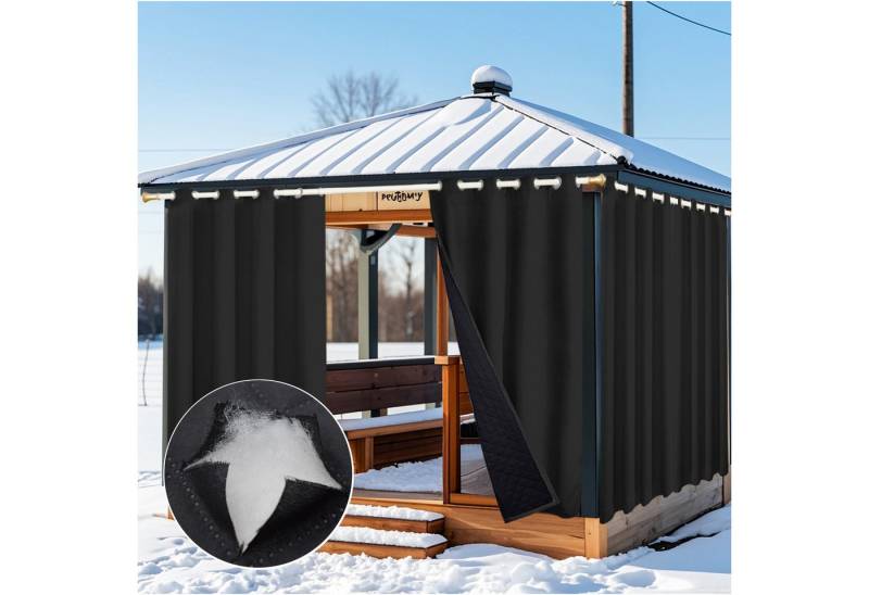 Jibenhome Outdoorgardine Outdoor Vorhang Wetterfest Wärmeisolierend Dicke Gardinen, (1 St), 100% Blickdicht Thermovorhang für Terrasse Balkon Pergola von Jibenhome