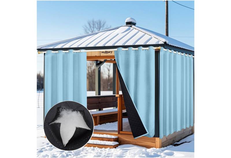 Jibenhome Outdoorgardine Outdoor Vorhang Wetterfest Wärmeisolierend Dicke Gardinen, (2 St), 100% Blickdicht Thermovorhang für Terrasse Balkon Pergola von Jibenhome