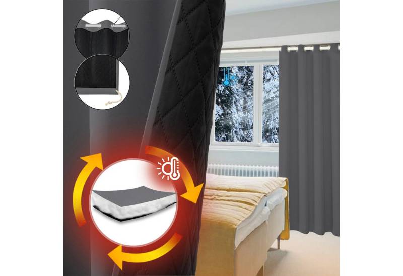 Jibenhome Outdoorvorhang Terrassevorhang Gestepptgardine 1 Paneele Verdunkelungsvorhänge, Ösen (1 St), Ösen oben und Stangentasche unten, Wasser-und Winddicht von Jibenhome