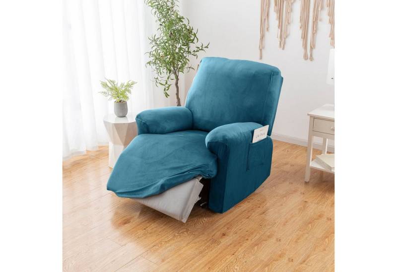 Jibenhome Relaxsesselhusse Sesselhussen Relaxsesselhusse 4 Teile Samt Stretch Sesselschoner, Seitentaschen auf beiden Seiten von Jibenhome