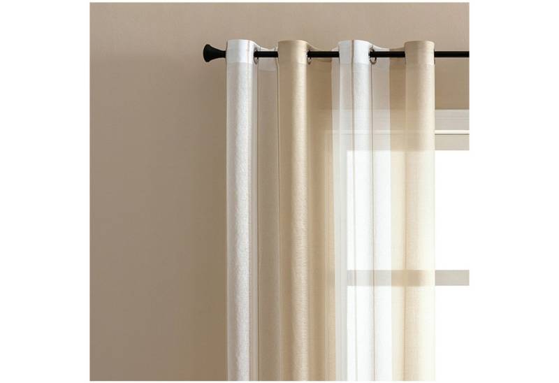 Jibenhome Schiebegardine 2er Set Vorhang Gestreifter,Ösen Gardine,Voile Fensterschal, Transparente Scheibengardine von Jibenhome