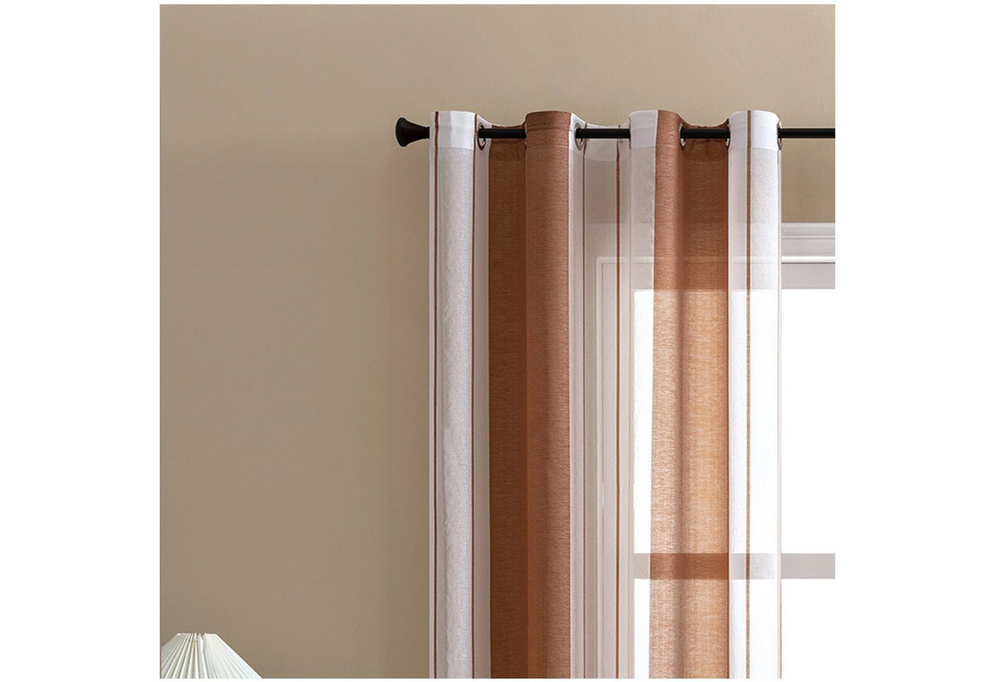 Jibenhome Schiebegardine 2er Set Vorhang Gestreifter,Ösen Gardine,Voile Fensterschal, Transparente Scheibengardine von Jibenhome