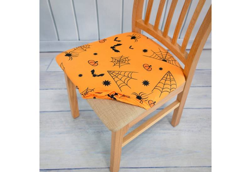 Jibenhome Sitzflächenhusse Samt Stuhlhusse Stretch Sitzbezug Stuhlbezüge Halloween Dekoration, 1/2/4 Stück von Jibenhome