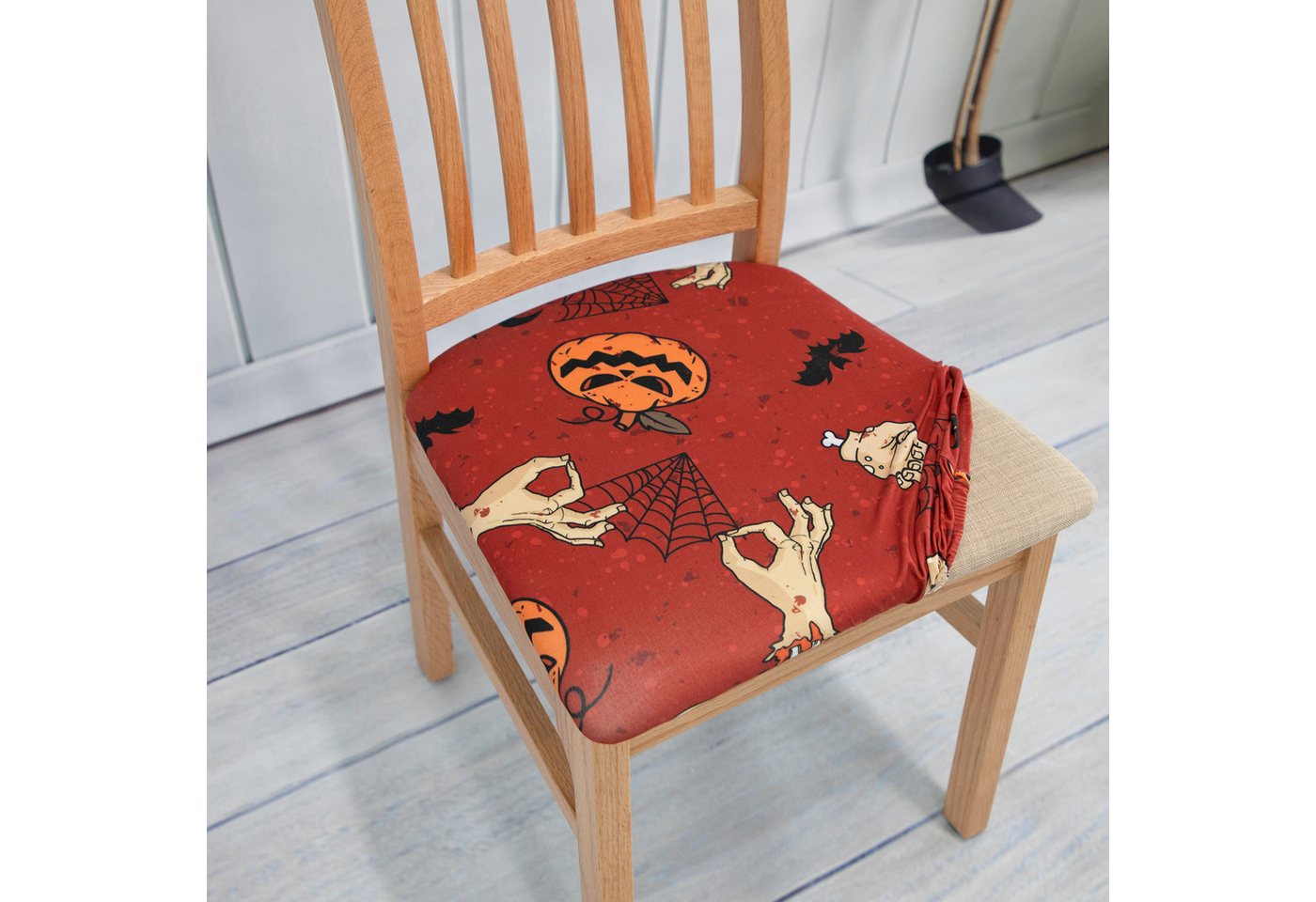 Jibenhome Sitzflächenhusse Samt Stuhlhusse Stretch Sitzbezug Stuhlbezüge Halloween Dekoration, 1/2/4 Stück Jibenhome Sitzflächenhusse Samt Stuhlhusse Stretch Sitzbezug Stuhlbezüge Halloween Dekoration, 1/2/4 Stück von Jibenhome