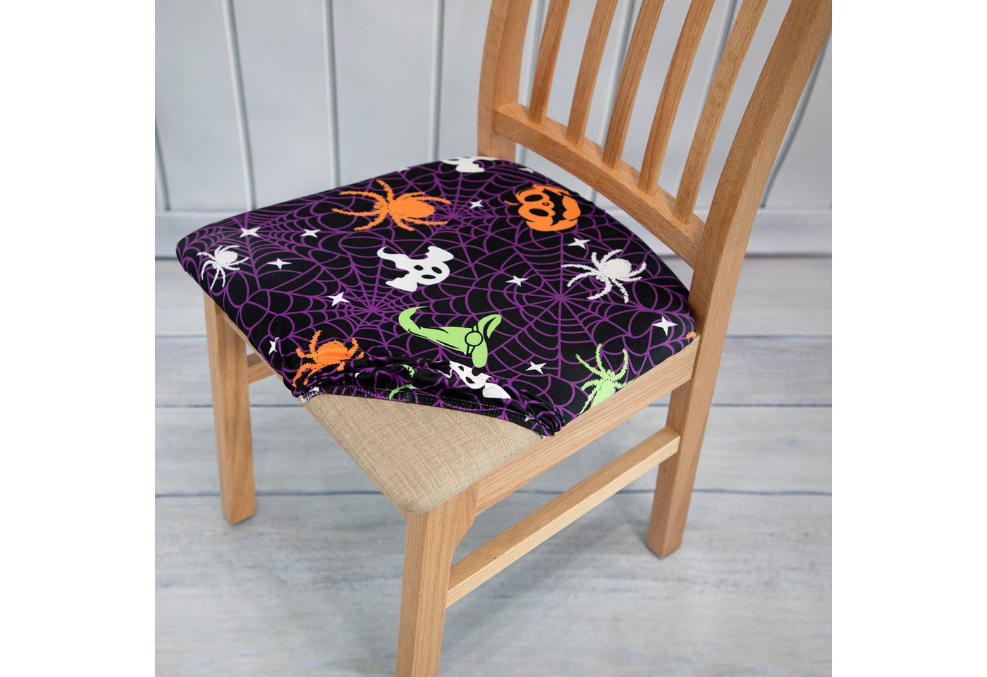 Jibenhome Sitzflächenhusse Samt Stuhlhusse Stretch Sitzbezug Stuhlbezüge Halloween Dekoration, 1/2/4 Stück Jibenhome Sitzflächenhusse Samt Stuhlhusse Stretch Sitzbezug Stuhlbezüge Halloween Dekoration, 1/2/4 Stück von Jibenhome