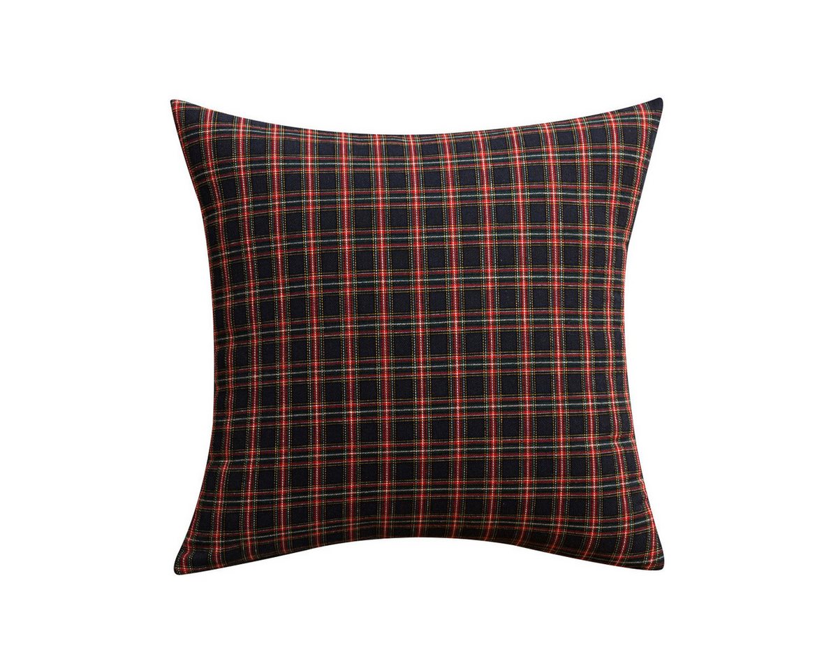 Jibenhome Sofaschoner Sofaschoner Sofahusse WeihnachtsKariert Sofadecke und Dekokissen, Weihnachtskarierte Weich Wohndecke mit Quasten und Kissenbezug von Jibenhome