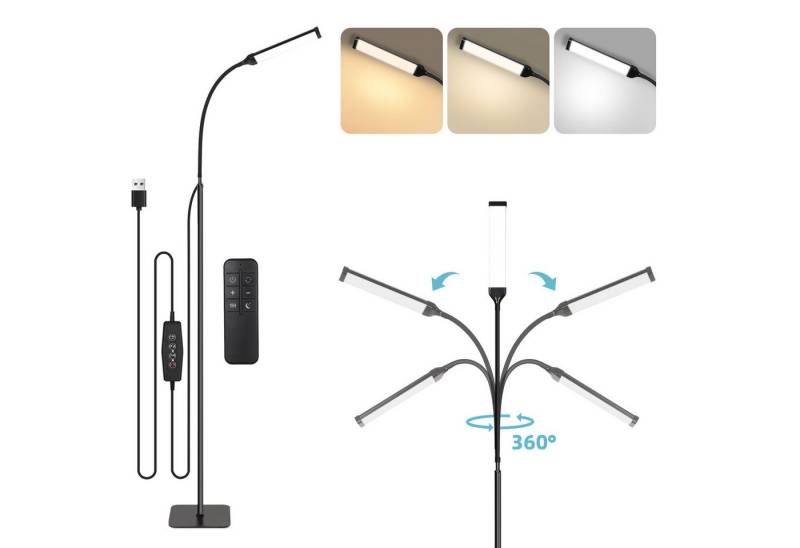 Jibenhome Stehlampe LED Standleuchten Wohnzimmer Dimmbar,3 Farben & 10 Helligkeiten, Höhenverstellbare,mit Fernbedienung,für Kinderzimmer, Büro von Jibenhome