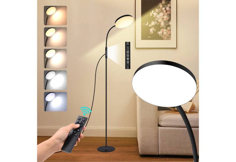 Jibenhome Stehlampe LED Stehleuchte Dimmbar, Leselampe mit Fernbedienung,10 Helligkeitsstufen,Timer von Jibenhome