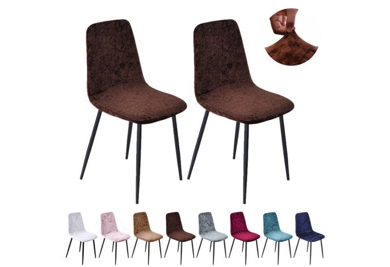 Jibenhome Stuhlbezug Stuhlhussen Samt, Einfarbig, Stretch,Schalenstuhl Abdeckungen, ohne Armlehnen von Jibenhome