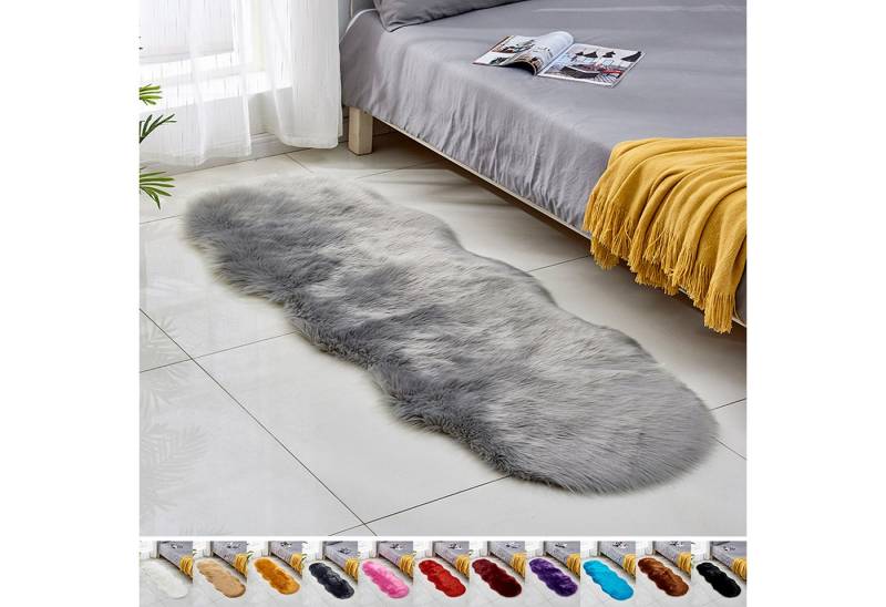 Jibenhome Teppich Hochflor-Teppich Kunstfell,Weich Fellteppich,Shaggy Teppiche,Waschbar, 60 X 180cm für Stühle,Sofas,Kissen,Wohnzimmer,Wohndeko von Jibenhome