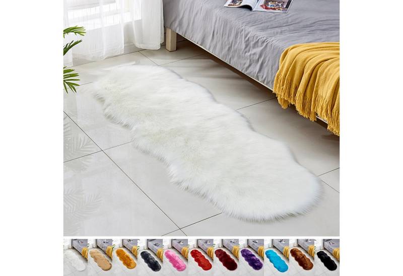 Jibenhome Teppich Hochflor-Teppich Kunstfell,Weich Fellteppich,Shaggy Teppiche,Waschbar, 60 X 180cm für Stühle,Sofas,Kissen,Wohnzimmer,Wohndeko von Jibenhome