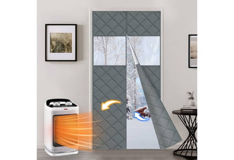 Jibenhome Türvorhang Gesteppter Magnetischer Türvorhang 89x218cm mit Fenster, Kältebeständig, Selbstklebend Jibenhome Türvorhang Gesteppter Magnetischer Türvorhang 89x218cm mit Fenster, Kältebeständig, Selbstklebend von Jibenhome